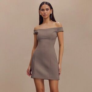 Meshki Cassidy Crepe off shoulder dress
